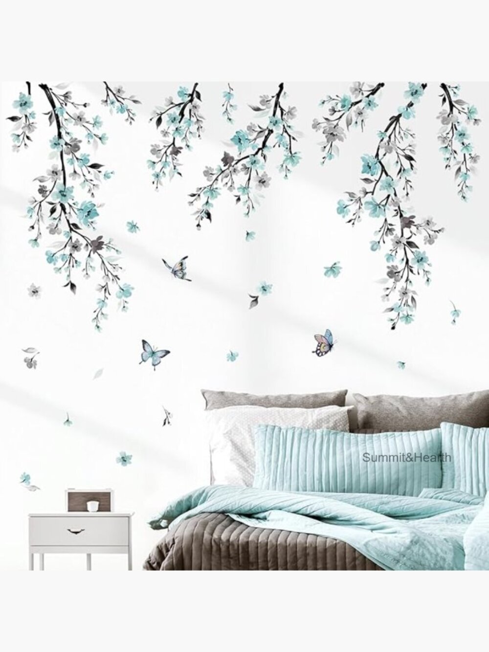 9-Sheet Waterproof Floral Wall Decals for Living Room Bedroom Decor